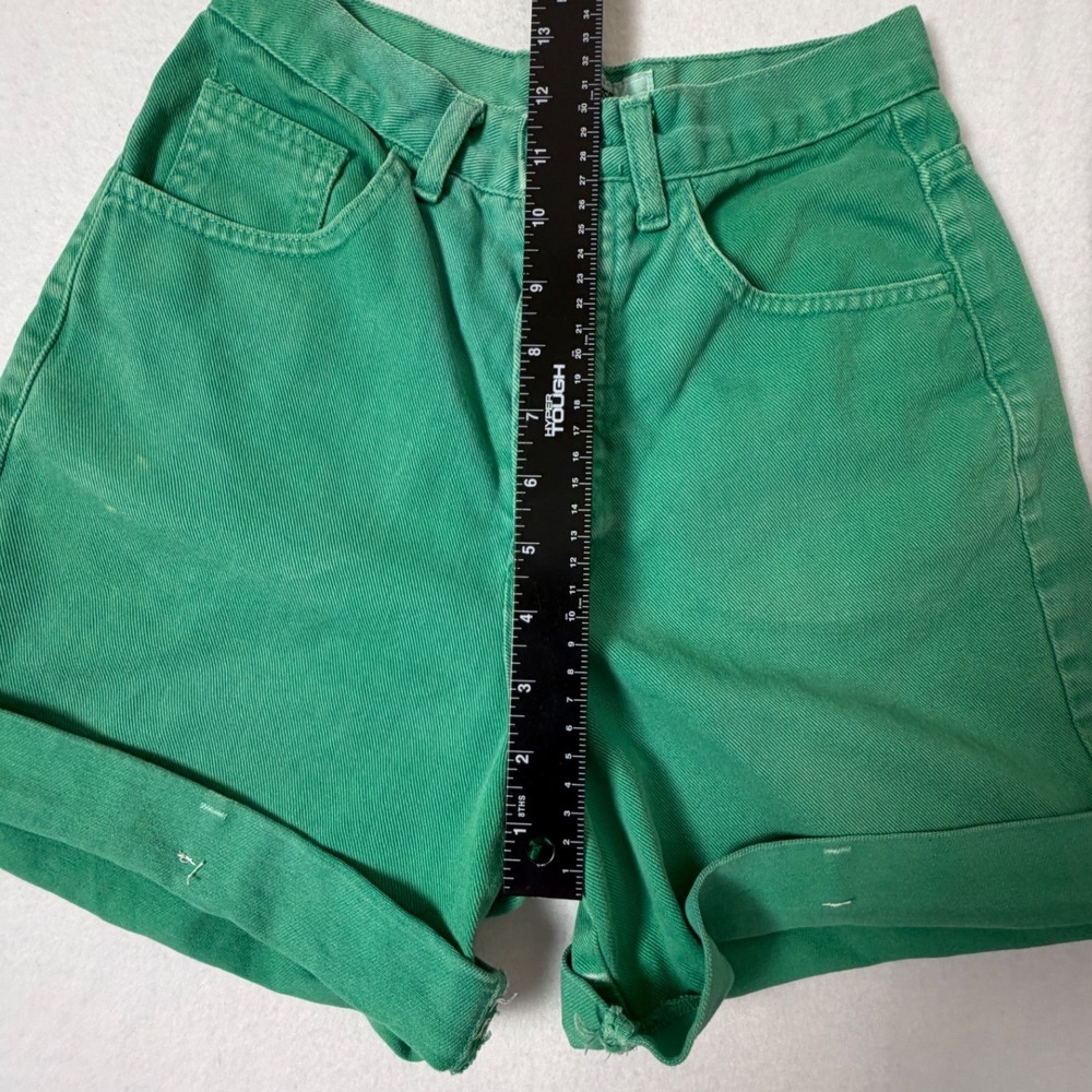 Vintage Guess Denim Shorts Womens 28 Green Excellent Vintage High Waist Cuffed - Picture 6 of 7